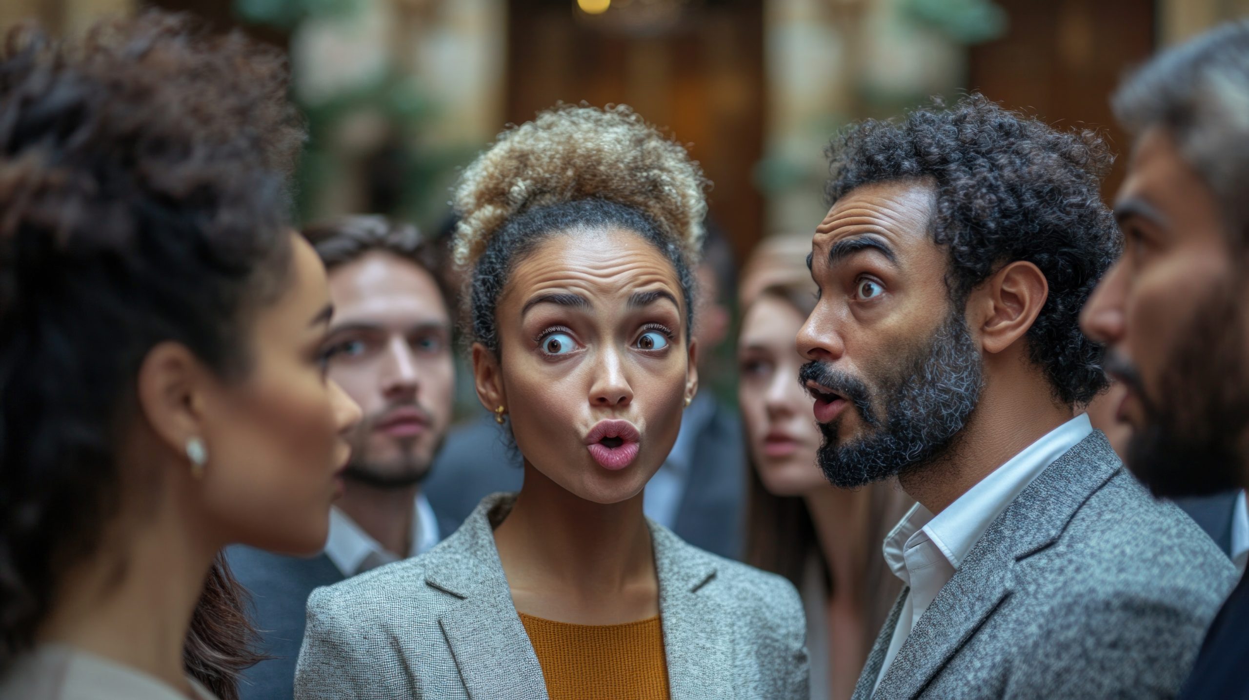 Coworkers gossiping in the office, showing the impact of workplace politics and how it affects relationships among team members